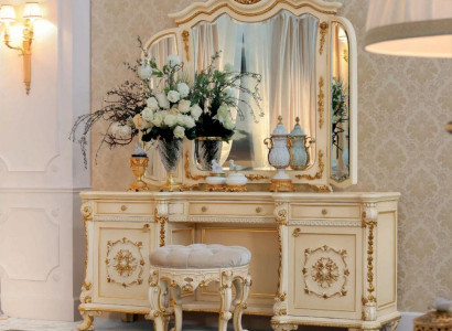Barock Schminktisch Spiegel Konsole Tische Holz Beige Set Schlafzimmer