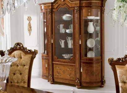  Vitrine Schränke Vitrinen Holz Luxus Glasschrank Möbel Schrank Braun Barock Neu 