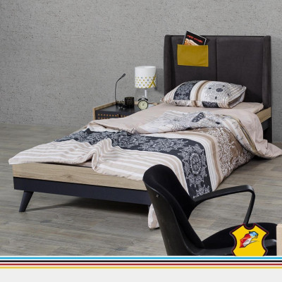 Bett Holz Betten Bettgestell Jugendzimmer Kinderzimmer Schwarz Einzelbett