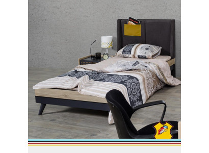 Bett Holz Betten Bettgestell Jugendzimmer Kinderzimmer Schwarz Einzelbett