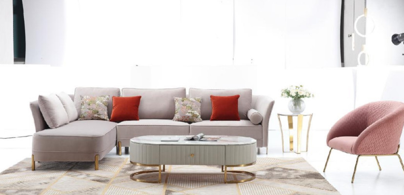 Wohnzimmer Modernes Sofa Ecksofa L Form Couchtisch Ecksofa Polster 2tlg. Set Neu