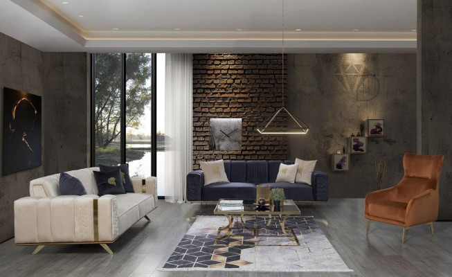 Sessel Einsitzer Luxus Polster Möbel Wohnzimmer Braun Sessel Textil Lounge Neu
