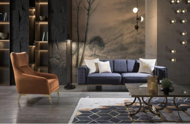 Sessel Einsitzer Luxus Polster Möbel Wohnzimmer Braun Sessel Textil Lounge Neu