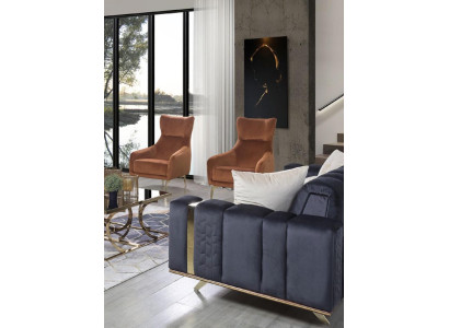Sessel Einsitzer Luxus Polster Möbel Wohnzimmer Braun Sessel Textil Lounge Neu