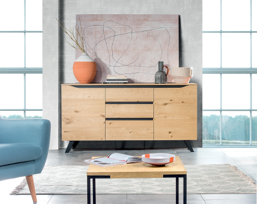 Kommode Sideboard Highboard Schrank Anrichte 2 Türen 3 Schubladen Regal Hotel