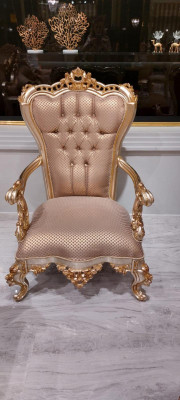 Beiger Chesterfield Sessel Antik Stil Stühle Lehnstuhl Barock Rokoko Möbel 
