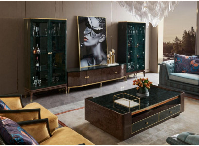 Design Wohnwand Sideboard 2x Vitrine rtv Lowboard Anrichte 3 tlg. Set