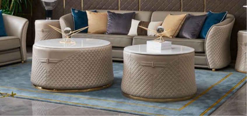 Luxus Möbel Sofagarnitur Couch Sofa Polster 421 Sitzer mit 2x Couchtisch 5tlg.