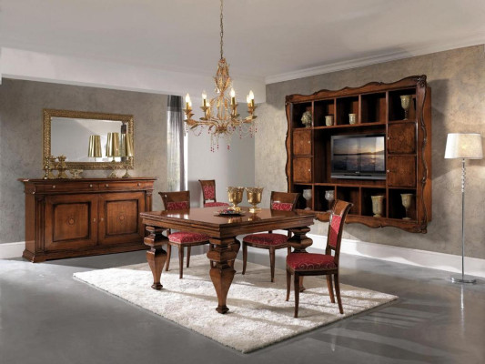 Design Esszimmer Set Garnitur Holz Möbel Kommode 4x Stuhl Tisch Komplett 7tlg.