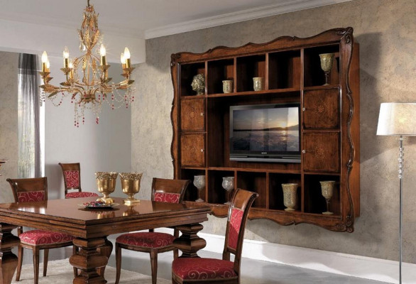 Design Esszimmer Set Garnitur Holz Möbel Kommode 4x Stuhl Tisch Komplett 7tlg.