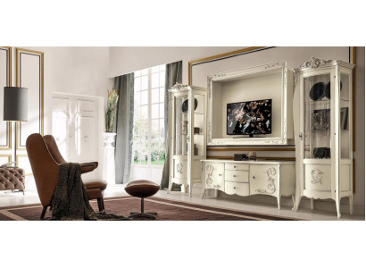 Set 4tlg Wohnzimmer rtv Vitrine tv Sideboard Schrank Tisch Wohnzimmer Holz Möbel
