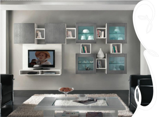 Wohnwand rtv Wandschrank Regal Wohnzimmer tv Holz Schränke Vitrine Wand Regale