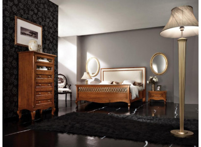 Luxus Schlafzimmer Set 4tlg. Bett 2 Nachttische Kommode Massivholz Möbel Italien