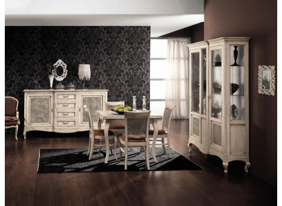 Garnitur Holz Möbel Kommode 4x Stuhl Tisch Vitrine Neu Gruppe Esszimmer Set 7tlg