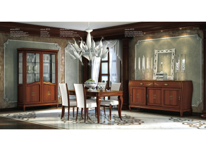 Design Set 7tlg Esszimmer Esstisch Stuhl Kommode Vitrine Gruppe Ess Tische Holz