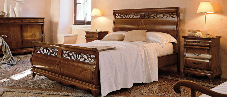 Schlafzimmermöbel Set 4tlg. Bett 2 Nachttische Kommode Massivholz Design Möbel