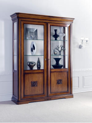 Vitrinen Glas Schrank Echtholz Vitrine Wohnzimmer Möbel Anrichte Massive Holz
