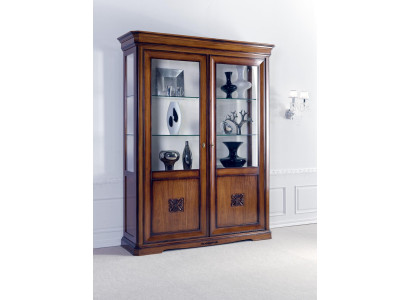 Vitrinen Glas Schrank Echtholz Vitrine Wohnzimmer Möbel Anrichte Massive Holz