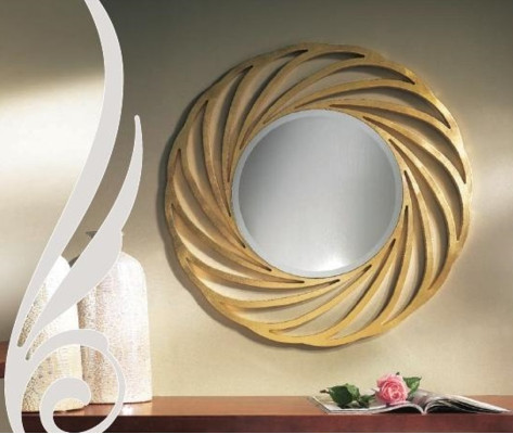 Rund Spiegel Hängespiegel Holz Modern Wandspiegel Möbel Spieglein Design 90x90