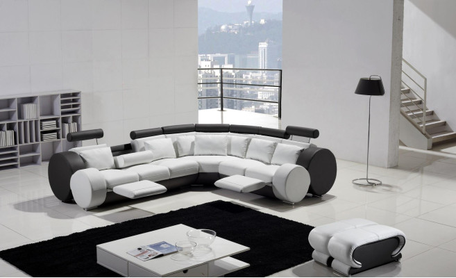 Ecksofa Sofa Leder Couch - Designer Couchgarnitur Sitz Polster Wohnlandschaft