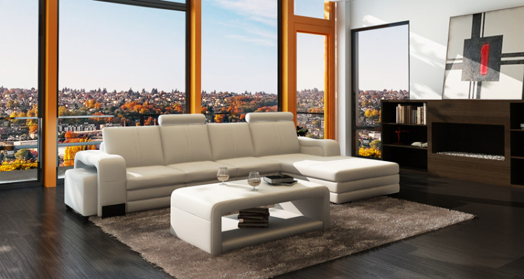Leder Modern Couch Wohnlandschaft Ledersofa Sofagarnitur Sofa L-Form