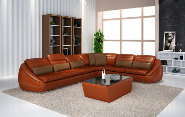 Designer Sofa Couch Ecksofa mit Hocker Wohnlandschaft Garnitur Polster
