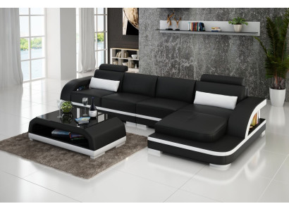 Ledersofa L-Form Couch Wohnlandschaft Ecksofa Dekor Garnitur Design Modern