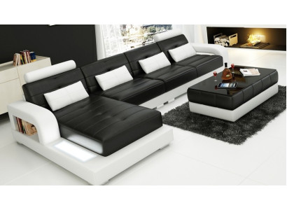 Möbel Ecksofa Leder Sofa Couch Polster Eck Sitz Wohnlandschaft Garnitur