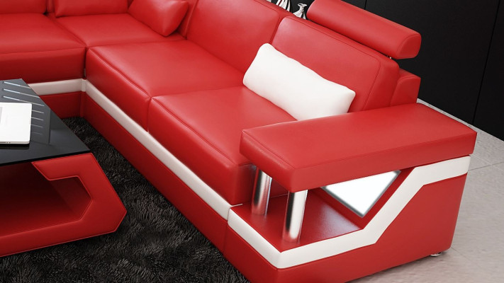 Couch Ecksofa Leder Wohnlandschaft Garnitur Design Modern Sofa L-Form
