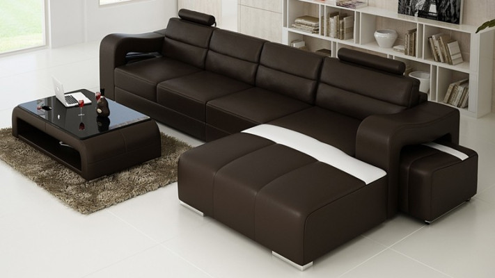Couch Polster Garnitur Wohnlandschaft Design Ecksofa Leder Neu L Form
