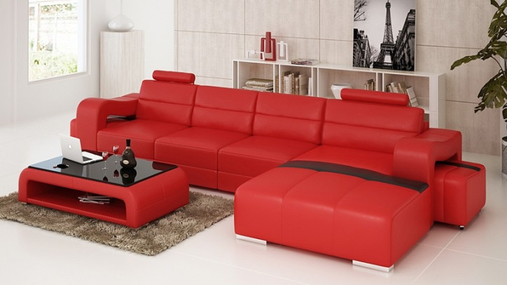 Couch Polster Garnitur Wohnlandschaft Design Ecksofa Leder Neu L Form