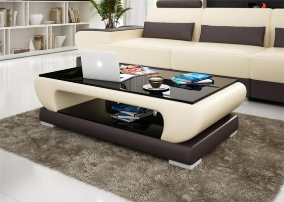 Design Glastisch Leder Couch Tisch Tische Glas Sofa Wohnzimmertische