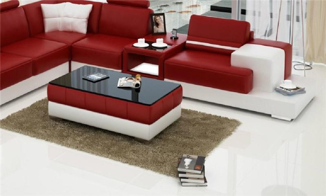 Sofatisch Design Wohnzimmer Leder Kaffee Glas Couch Polster Dekor Beistell