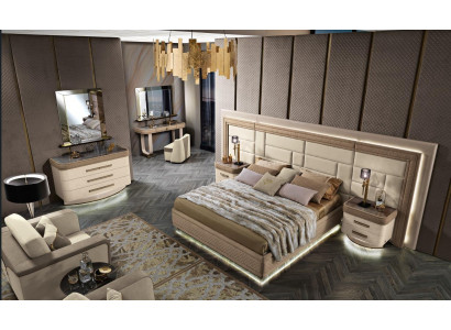 Design Luxus Schlafzimmer Bett 2x Nachttische Kommode Garnitur Betten 8tlg.Set