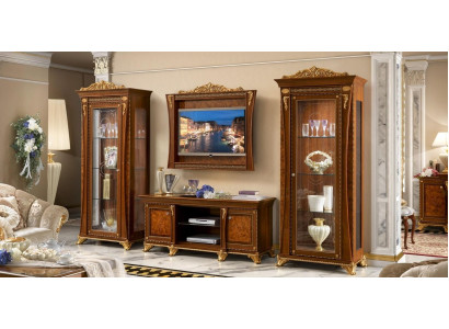 Set 4tlg. Wohnzimmer rtv 2x Vitrine tv Rahmen Holz Luxus Garnitur Gruppe Italien
