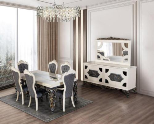 Kommoden Schrank mit Spiegel Edle Kommode Buffet Barock Rokoko Holz Anrichte