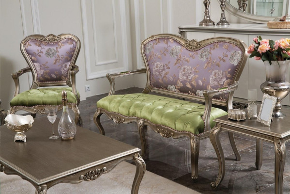 Barock Rokoko Bank Sofa Bunte Bänke Couch Klassische Möbel Chesterfield