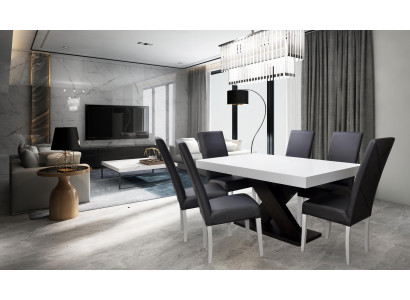 Esszimmer Set Vitrine Esstisch 6x Stuhl Garnitur Tisch Gruppe 7tlg. Set Modern