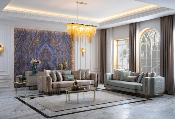 Stilvoll Sofagarnitur 2x Sofas Klassische Design Möbel mit Armlehnen 4+3