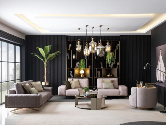 Luxus Sofagarnitur 3+3+1 Sitz Couchen Set Möbel Einrichtung Sitzpolster