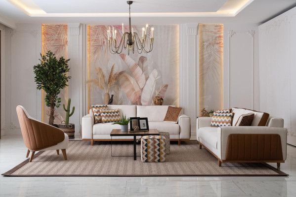 Stilvoll Sofagarnitur 3+2+1 Sitz Sessel Hochwertig Möbel Luxus Designen