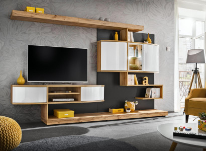 Braun Wohnwand Einrichtung Luxus Wohnzimmer Designer TV-Ständer Möbel Neu