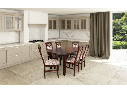 Klassische Esszimmer Garnitur Holztisch mit 6 Stühlen Stuhl Design