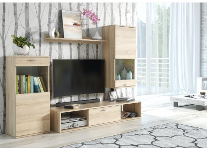 Wohnwand Modern Vitrine TV-Ständer Wohnzimmer Wand Regale Neu