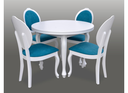 Klassischer Rund Runder Tisch Holz Design Esszimmer Tische + 4 Stühle