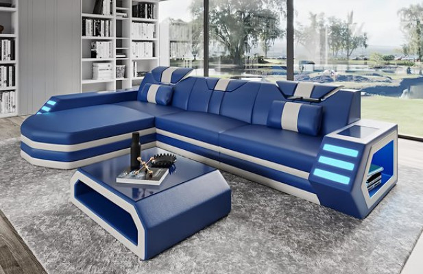 Ledersofa Ecksofa Sofa Couch Wohnlandschaft L Form Eckgarnitur Belfort 4