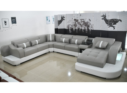 Ledersofa Sofa Modernes Leder Design Ecksofa Couch Textil Polster Wohnlandschaft