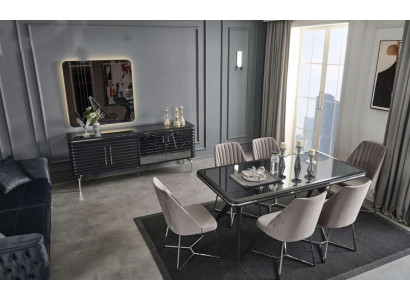 Komplette Esszimmer Möbel Designer Sideboard Luxus Esstisch 4x Stühle