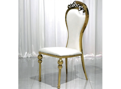 Klassischer Esszimmer Weiß-Goldener Stuhl Polsterstühle Holz Stühle Neu