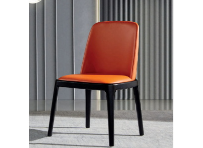 Orange-schwarzer Esszimmerstuhl Stilvolle Lehnstühle Moderner Holzstuhl